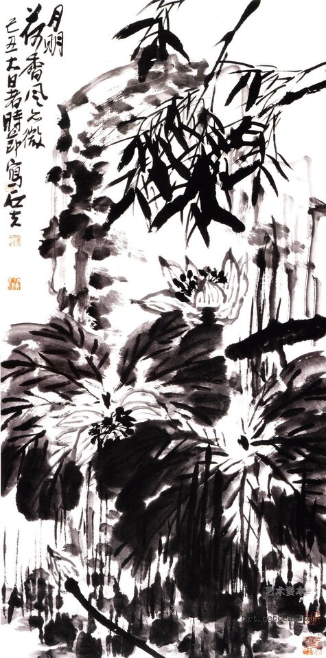 月明荷香 136x68cm 纸本墨笔 2009年 郭石夫